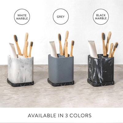 Zccz Toothbrush Holder, Countertop Marble Look Electric Toothbrush Toothpaste Makeup Brush Razor Holder Stand Bathroom Organizer with Detachable Tray