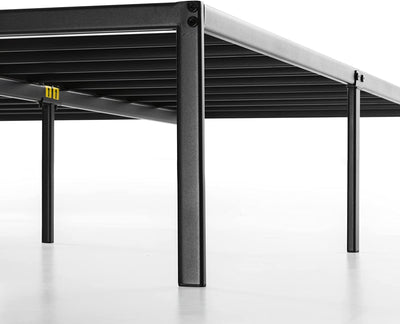 Best Price Mattress 14-Inch Metal Platform Beds W/ Heavy Duty Steel Slat Mattress Foundation (No Box Spring Needed), Black