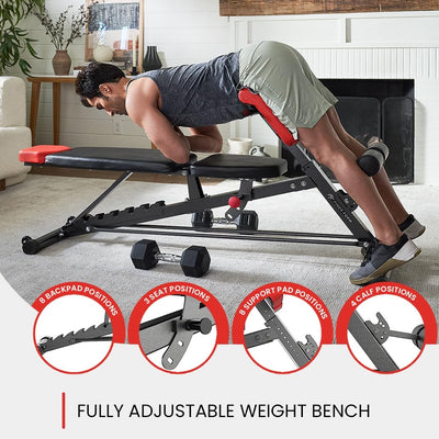 Full Body Workout Combo Finer Form Multi-Functional FID Weight Bench for Full All-In-One Body Workout – Hyper Back Extension, Roman Chair, Adjustable Ab Sit up Bench, Incline Decline Bench, Flat Bench