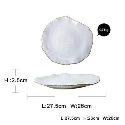 Quality Tableware Nordic Household Ceramics Irregular Shape Rice Salad Bowls Flat Dishes Shallow Desserts Dishes Plate