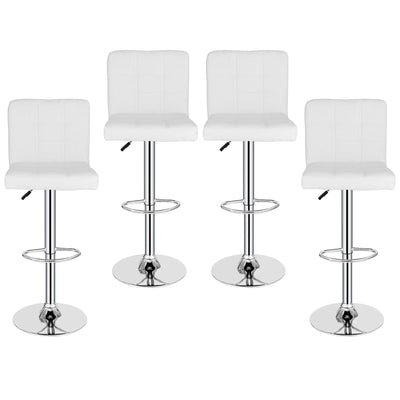 (Set of 4)Adjustable Bar Stools Swivel PU Leather Modern Dinning Chairs with Back Set of 4