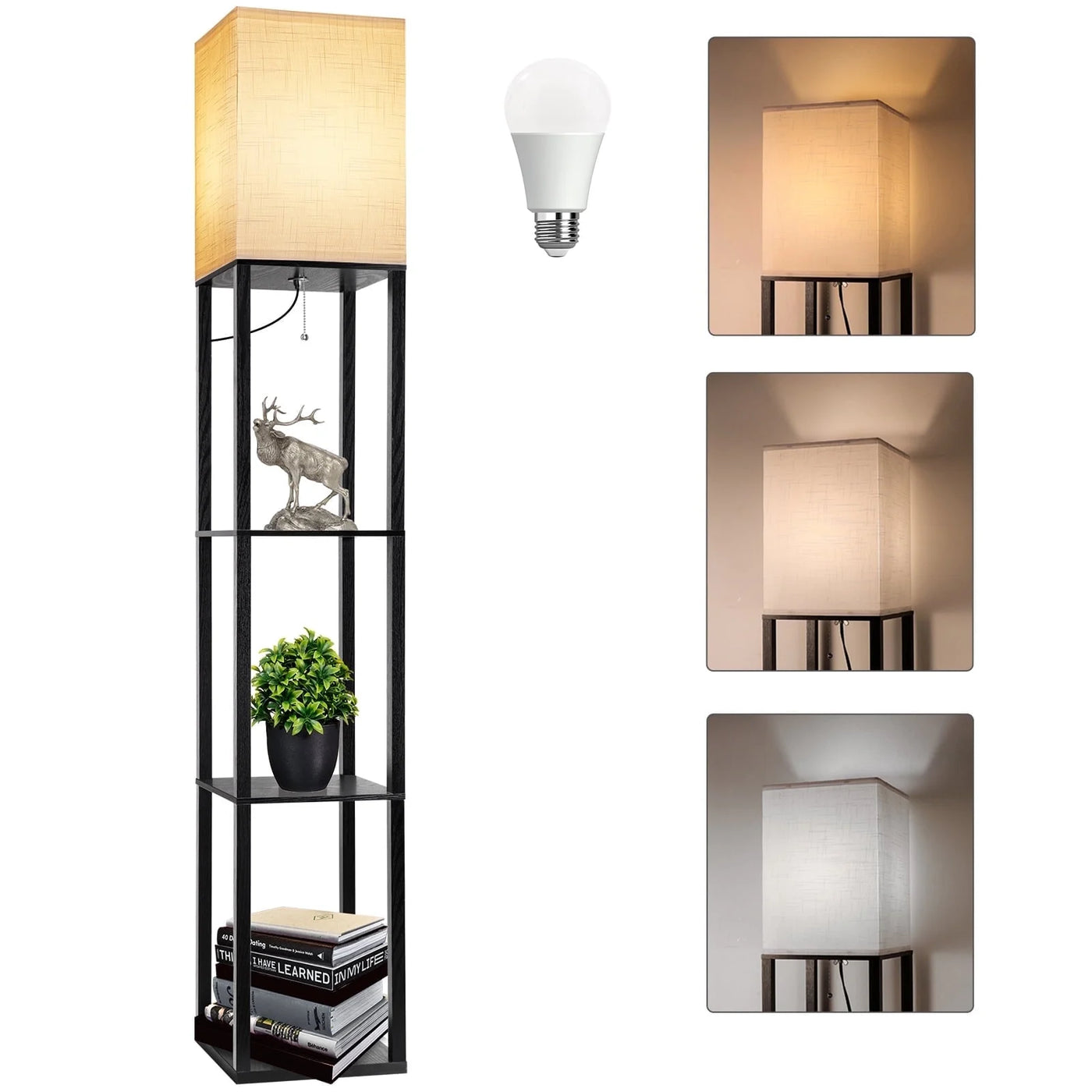 63" Shelf Floor Lamps with Shelves  Black