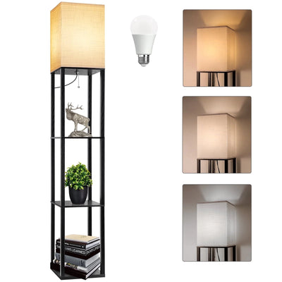 63" Shelf Floor Lamps with Shelves  Black