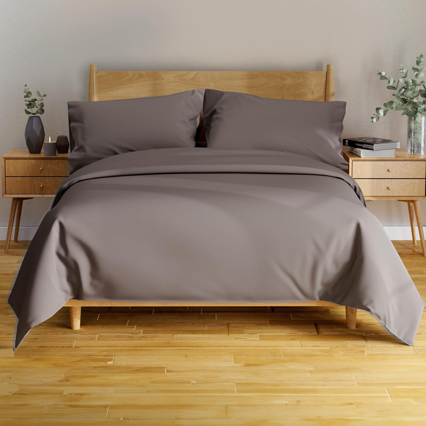 BAMPURE Luxury Series Queen Sheet Set - 100% Pure Viscose Bamboo Sheets - Super Soft, Cooling for Hot Sleepers - Deep Pocket (S Grey)