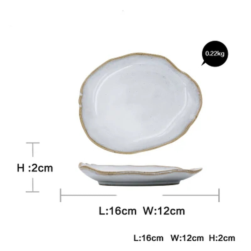Quality Tableware Nordic Household Ceramics Irregular Shape Rice Salad Bowls Flat Dishes Shallow Desserts Dishes Plate