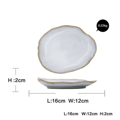 Quality Tableware Nordic Household Ceramics Irregular Shape Rice Salad Bowls Flat Dishes Shallow Desserts Dishes Plate