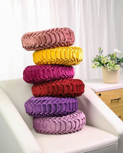 HLOVME round Velvet Pillow for Couch Small Handmade Decorative Throw Pillow for Bed Bedroom 13.7” Light Purple