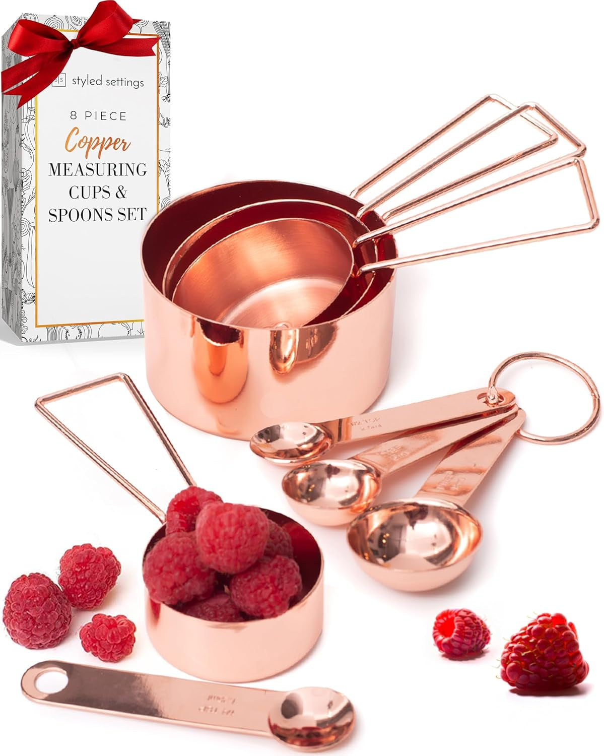 8-Piece Stackable Stainless Steel Metal Measuring Utensils