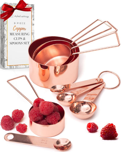 8-Piece Stackable Stainless Steel Metal Measuring Utensils