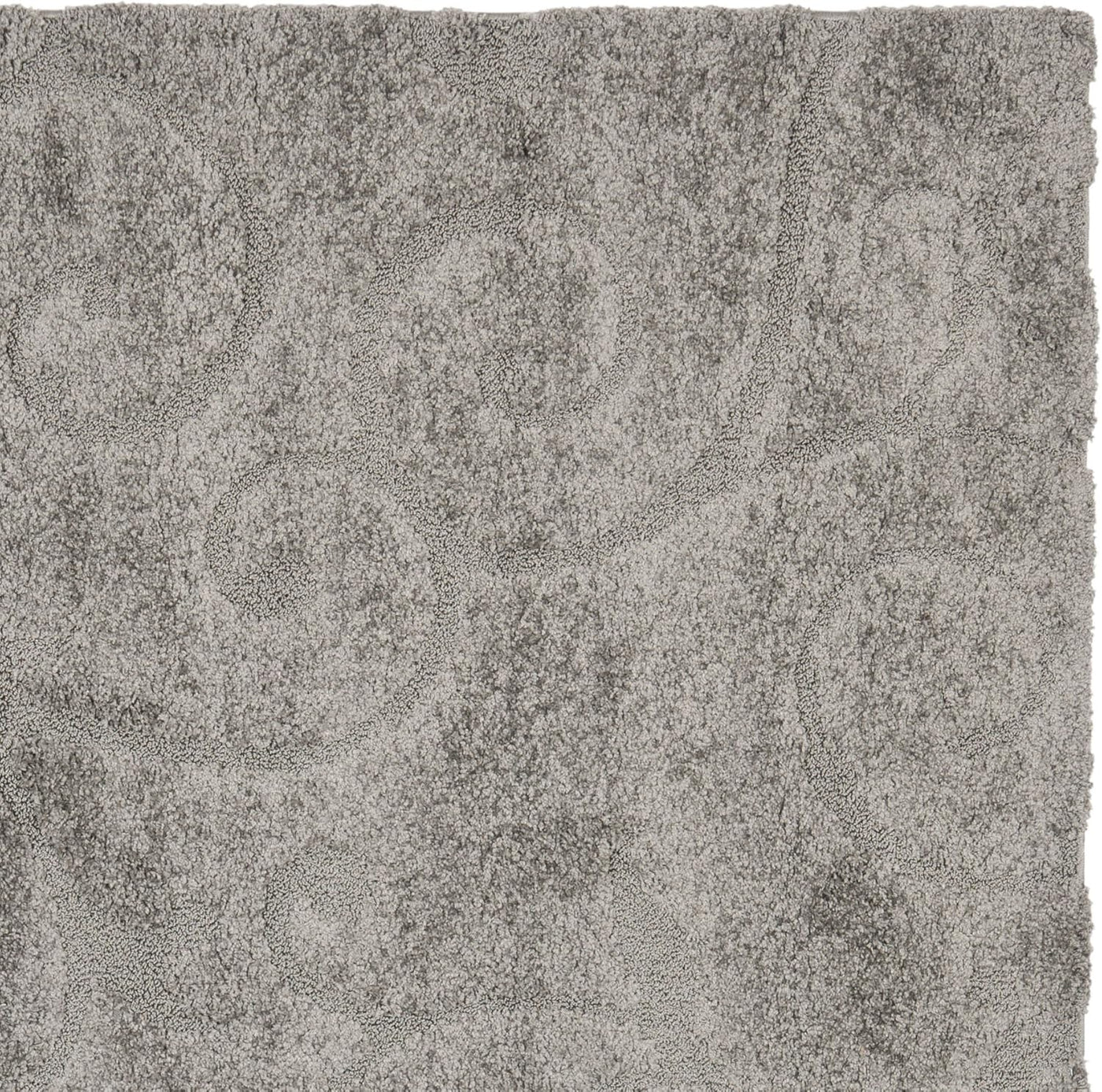 SAFAVIEH Florida Shag Collection Area Rug - 6'7" Square, Grey, Scroll Design, Non-Shedding & Easy Care, 1.2-Inch Thick Ideal for High Traffic Areas in Living Room, Bedroom (SG455-8013)