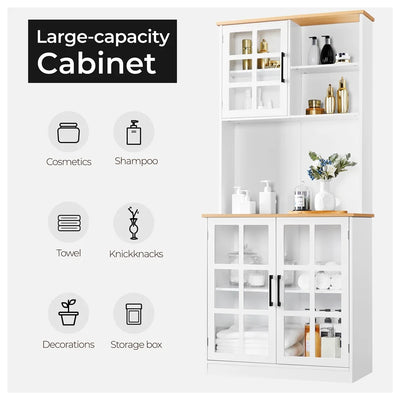 Kitchen Pantry with Cabinets & Open Shelves, White