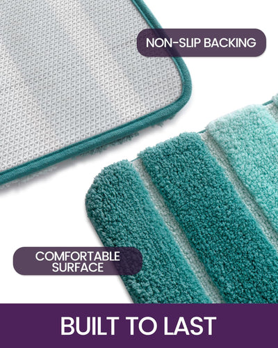 DEXI Bath Mats for Bathroom, 16X24 Absorbent Microfiber Bath Mat Quick Dry, Washable Bathroom Rugs with Non Slip Backing for Shower Floor, Turquoise