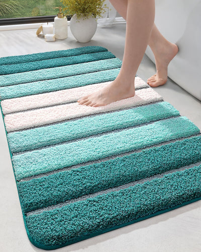 DEXI Bath Mats for Bathroom, 16X24 Absorbent Microfiber Bath Mat Quick Dry, Washable Bathroom Rugs with Non Slip Backing for Shower Floor, Turquoise