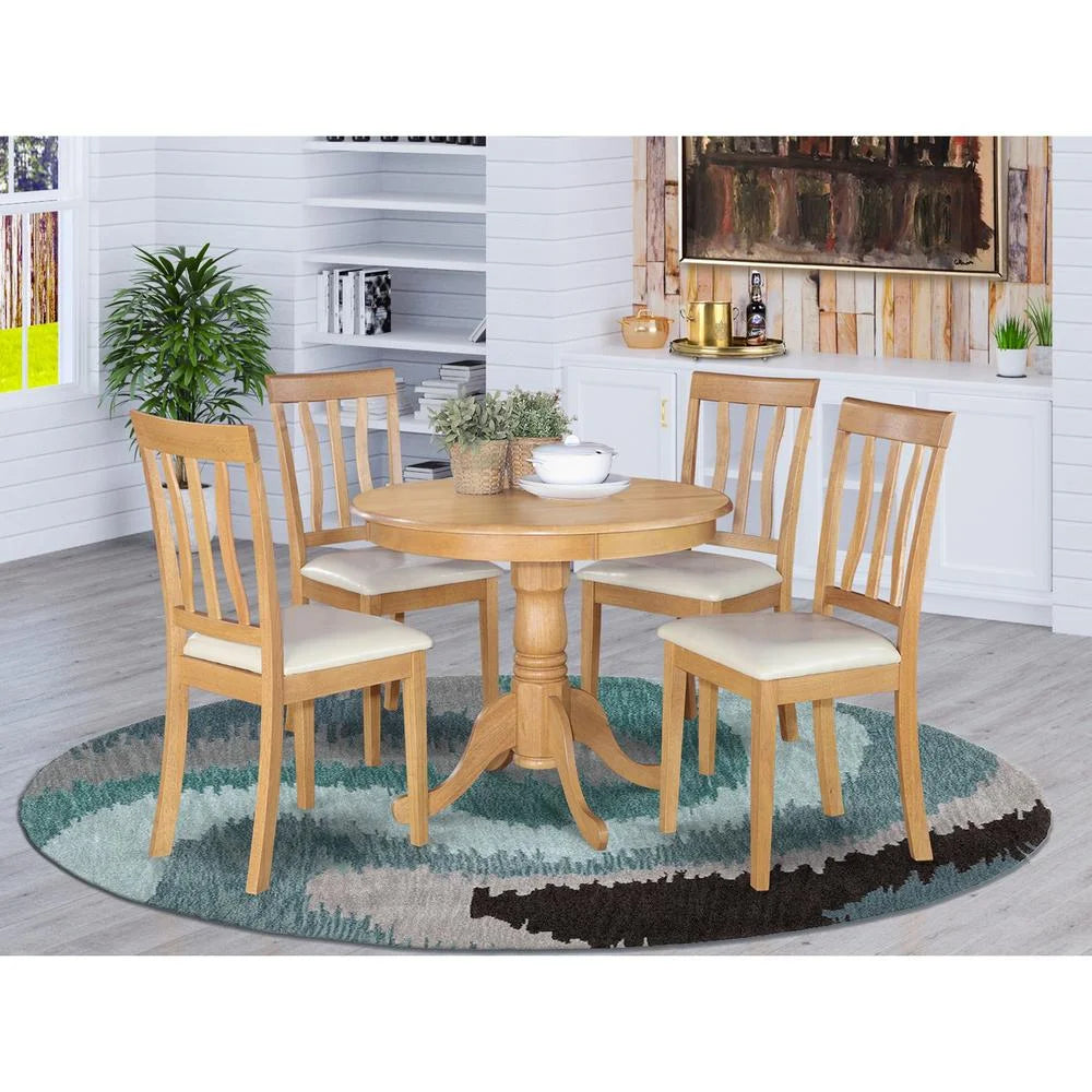 Antique 5-Piece Wood Kitchen Table and Chairs in Oak