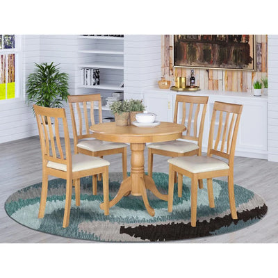 Antique 5-Piece Wood Kitchen Table and Chairs in Oak