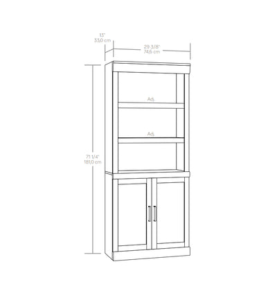 Glendale 5 Shelf Bookcase with Doors, Rustic Gray Finish