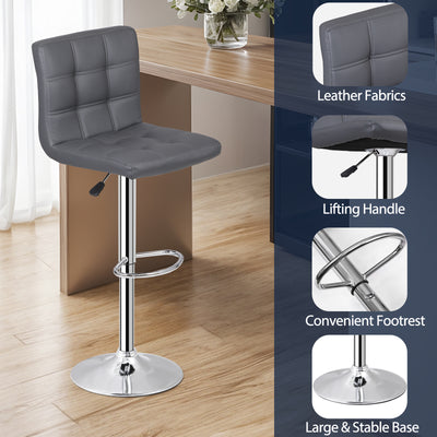 (Set of 4)Adjustable Bar Stools Swivel PU Leather Modern Dinning Chairs with Back Set of 4