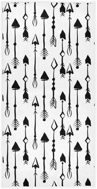 Senya White Hand Towels, Black and White Arrows Absorbent Hand Towels Bath Beach Towels