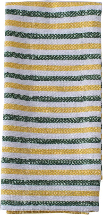 ACCENTHOME Lemon Yellow Printed Cotton Kitchen Towel Set - Absorbent Multi Purpose Kitchen Linen - 4 Drying Dish Hand Towels 20X28