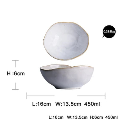 Quality Tableware Nordic Household Ceramics Irregular Shape Rice Salad Bowls Flat Dishes Shallow Desserts Dishes Plate