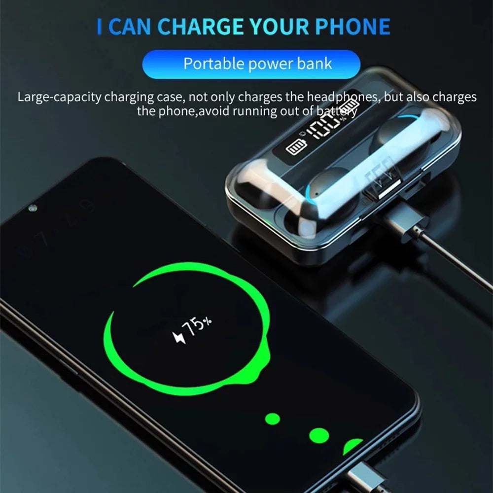Bluetooth Earbuds,Charging Case and Emergency Power Bank