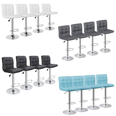 (Set of 4)Adjustable Bar Stools Swivel PU Leather Modern Dinning Chairs with Back Set of 4