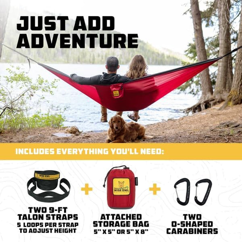 Camping Hammock - Camping Essentials & Camping Gifts, Portable Hammock Single or Double Hammock for Outdoor, Indoor W/Hammock Straps