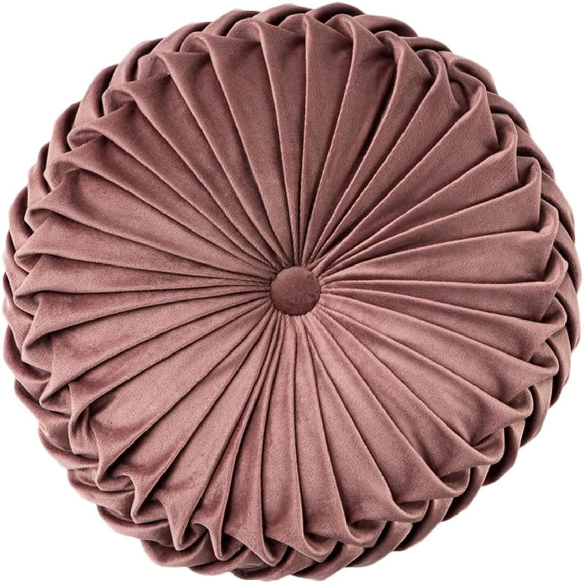 HLOVME round Velvet Pillow for Couch Small Handmade Decorative Throw Pillow for Bed Bedroom 13.7” Light Purple