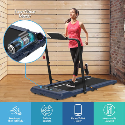 Electric Walking Desk Exercise Treadmill, Black and Blue, 400 Lb