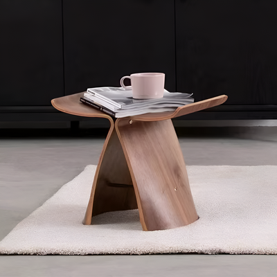 Curved Bentwood Stool – Stylish, Compact Ottoman for Any Space